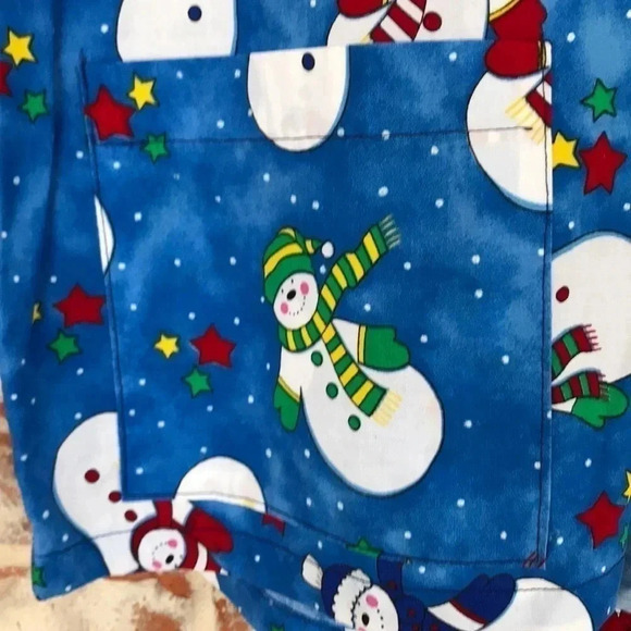 Homemade Snowman Holiday Medical Scrub Top - Picture 2 of 6